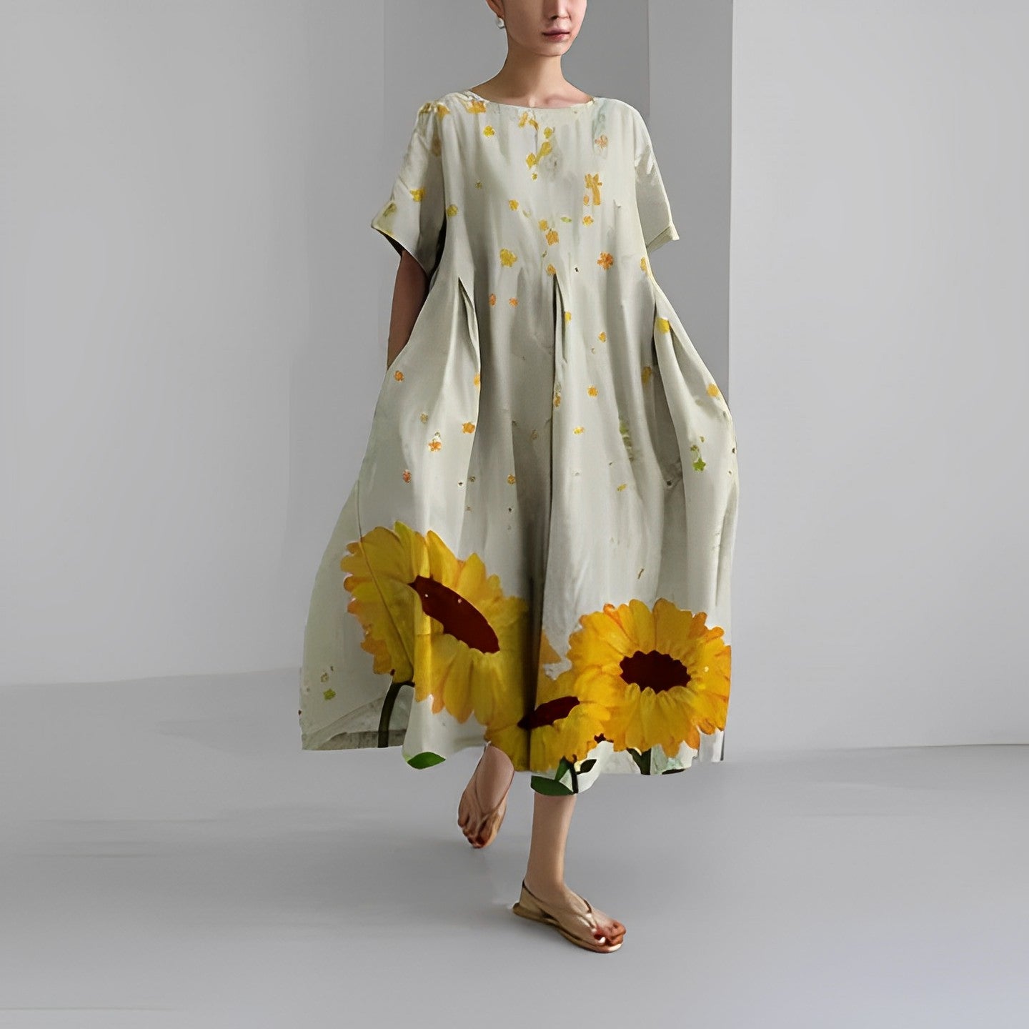 Bedrukte Jurk Dames – Elegante A-lijn Jurk met Floral Design voor Feestelijke Gelegenheden
