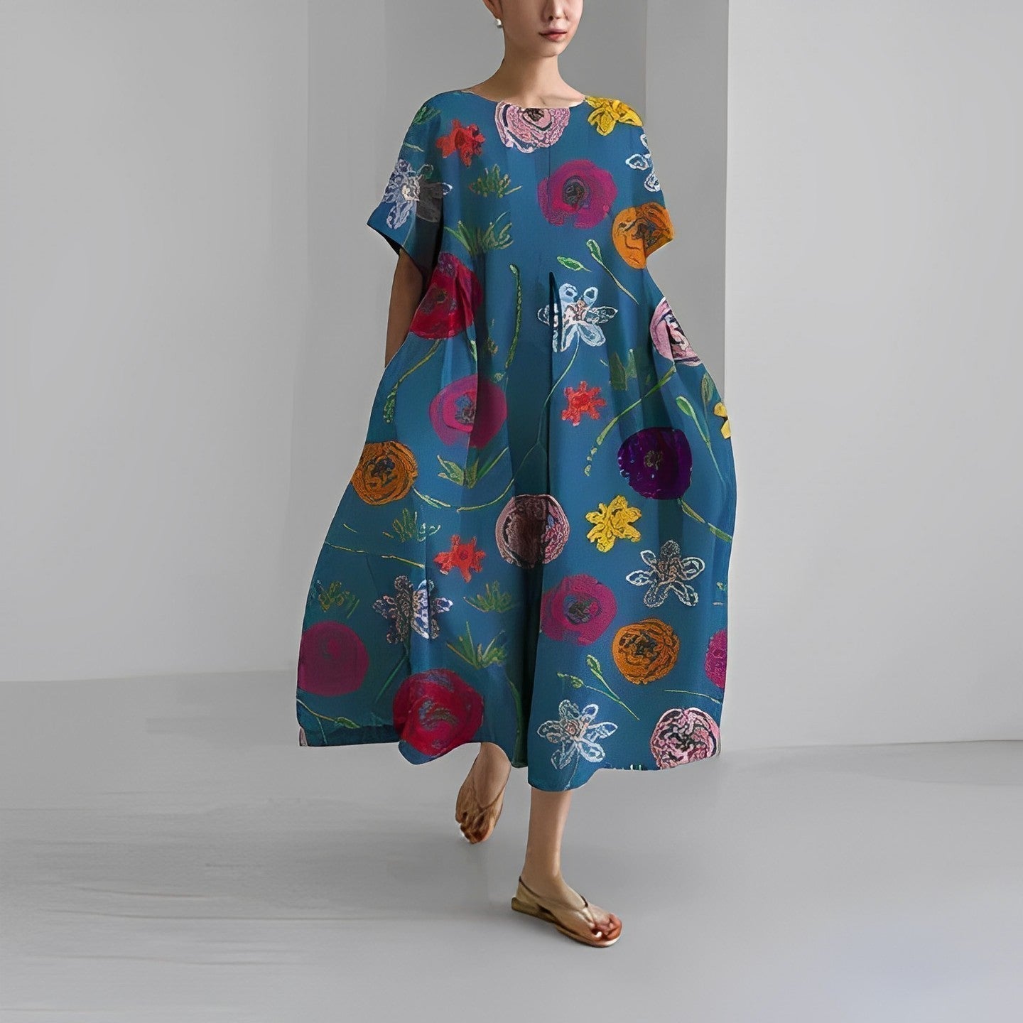 Bedrukte Jurk Dames – Elegante A-lijn Jurk met Floral Design voor Feestelijke Gelegenheden