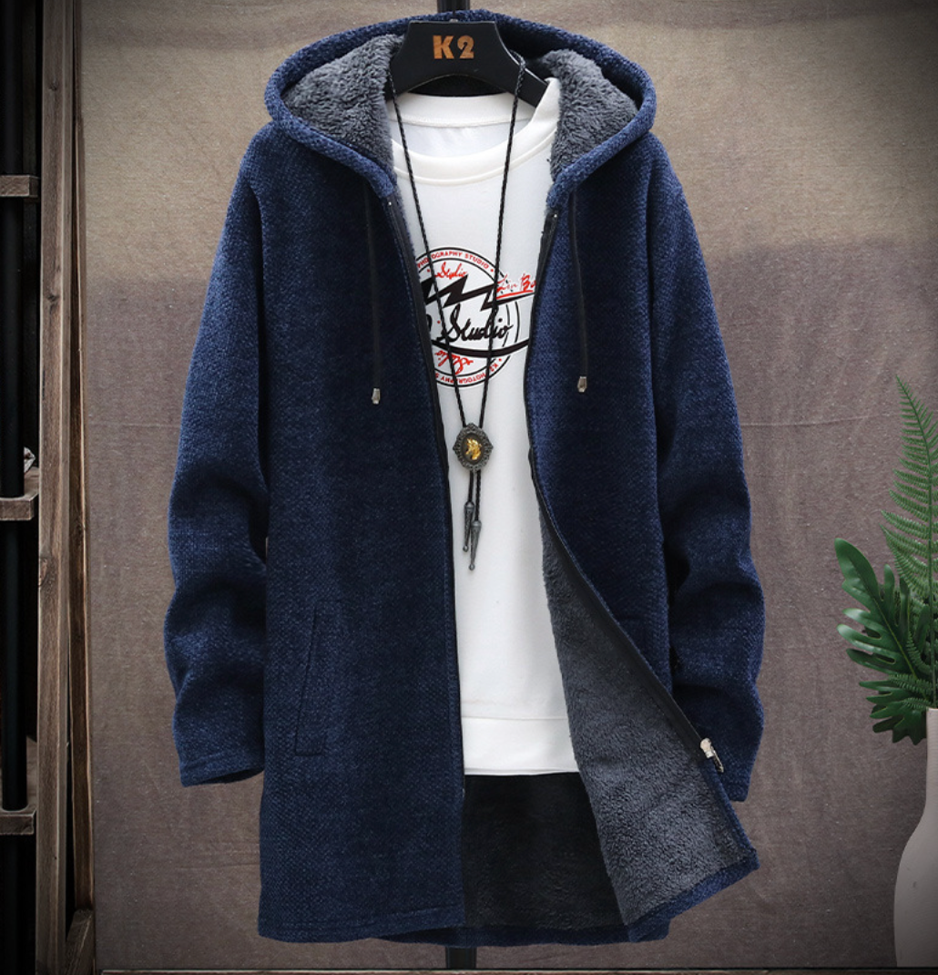 Heren Hoodie – Lange Hoodie met Zijzakken, Comfortabele Casual Mode