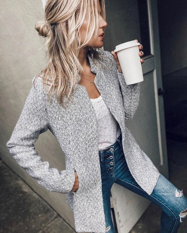 Lange Blazer Dames – Elegante Blazer voor Kantoor en Feestelijke Gelegenheden