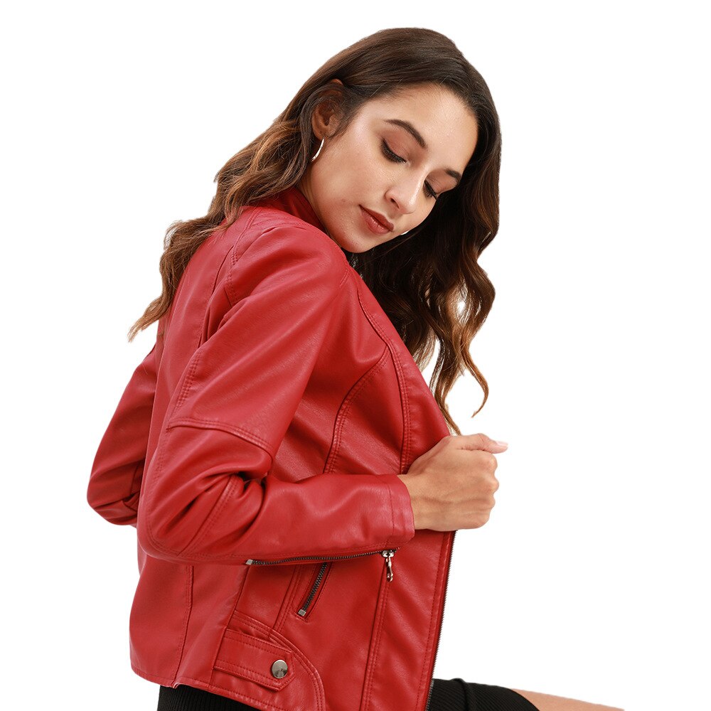 Bikerjack dames – Stijlvolle leren bikerjack met rits en slim fit design