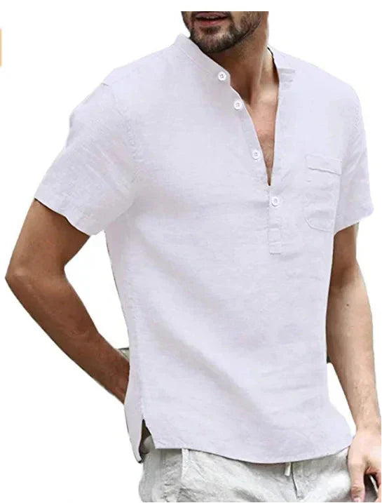 Korte mouwen overhemd heren – Casual overhemd met borstzak en comfortabele pasvorm