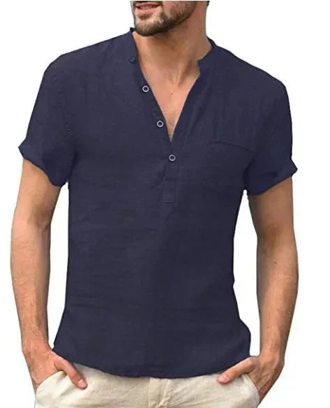Korte mouwen overhemd heren – Casual overhemd met borstzak en comfortabele pasvorm
