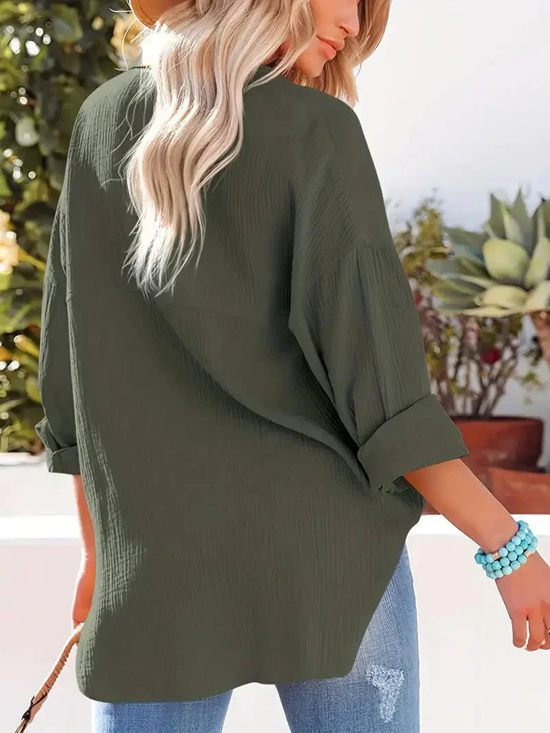 Dames blouse lange mouwen – Elegante blouse van katoen voor casual en feestelijk