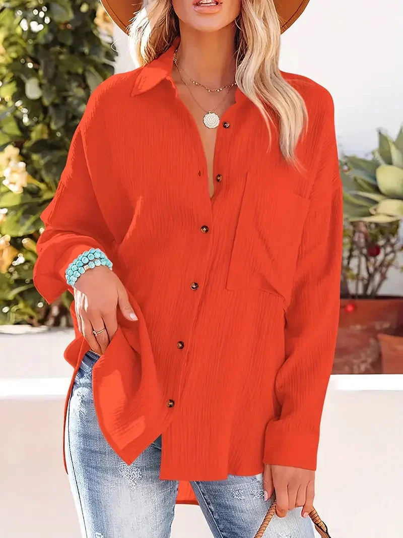 Dames blouse lange mouwen – Elegante blouse van katoen voor casual en feestelijk