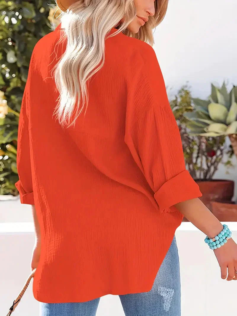 Dames blouse lange mouwen – Elegante blouse van katoen voor casual en feestelijk