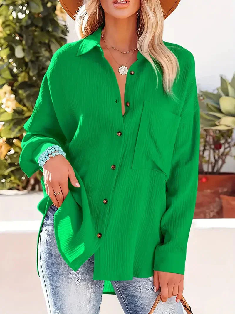 Dames blouse lange mouwen – Elegante blouse van katoen voor casual en feestelijk