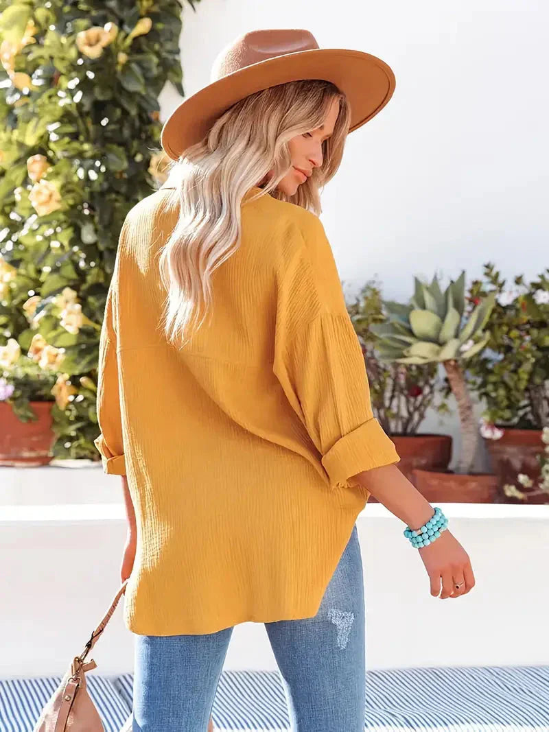 Losse blouse dames – Elegante blouse met korte mouwen en luchtige stof