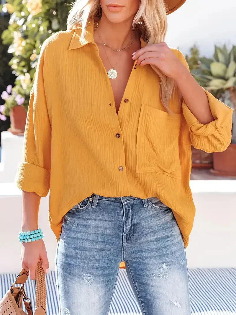 Losse blouse dames – Elegante blouse met korte mouwen en luchtige stof