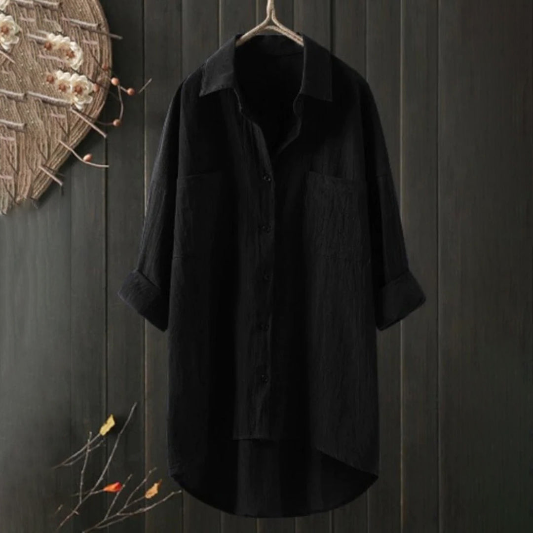 Dames Button-Down Shirt – Stijlvol Blouse met Lange Mouwen en Katoen