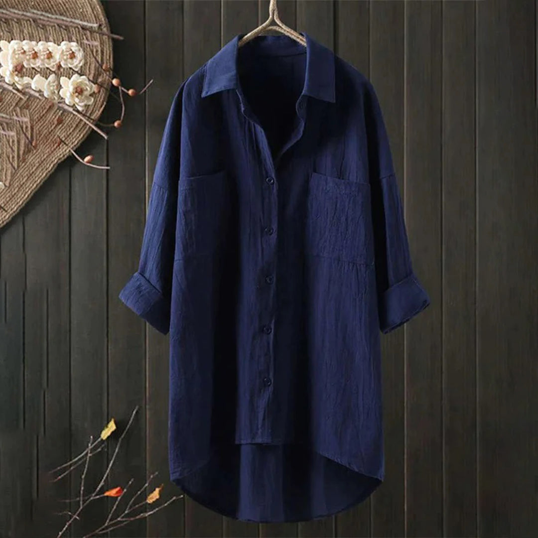 Dames Button-Down Shirt – Stijlvol Blouse met Lange Mouwen en Katoen