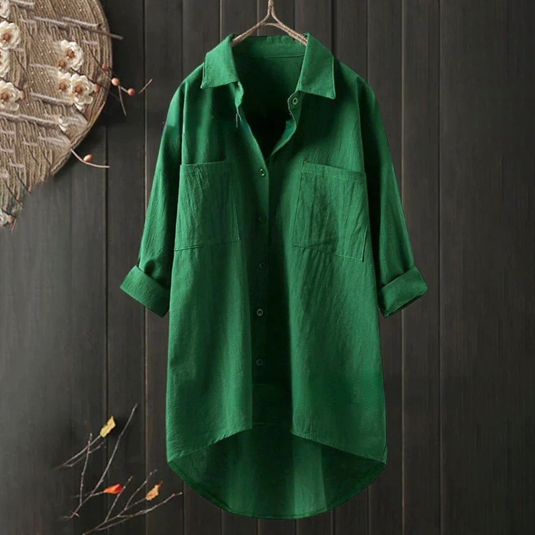 Dames Button-Down Shirt – Stijlvol Blouse met Lange Mouwen en Katoen