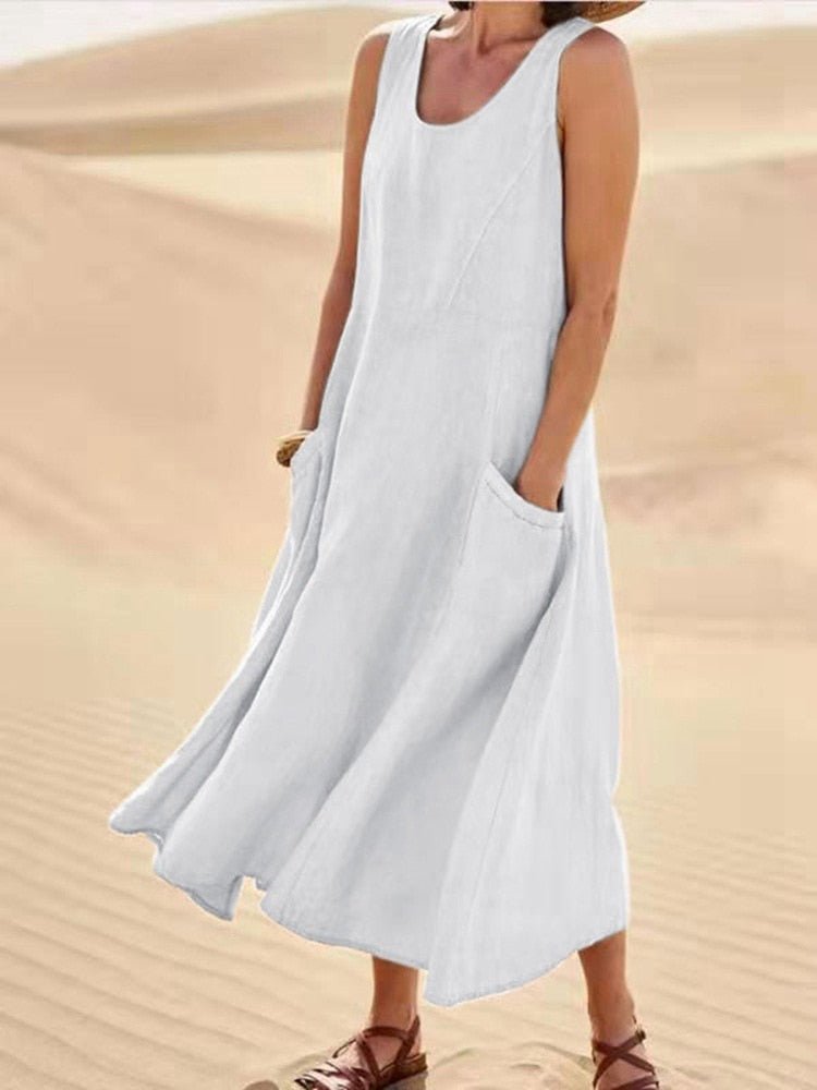 Vloeiende Jurk Dames – Mouwloos Elegante Jurk voor Feest en Casual Dagen