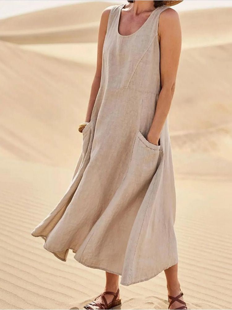 Vloeiende Jurk Dames – Mouwloos Elegante Jurk voor Feest en Casual Dagen