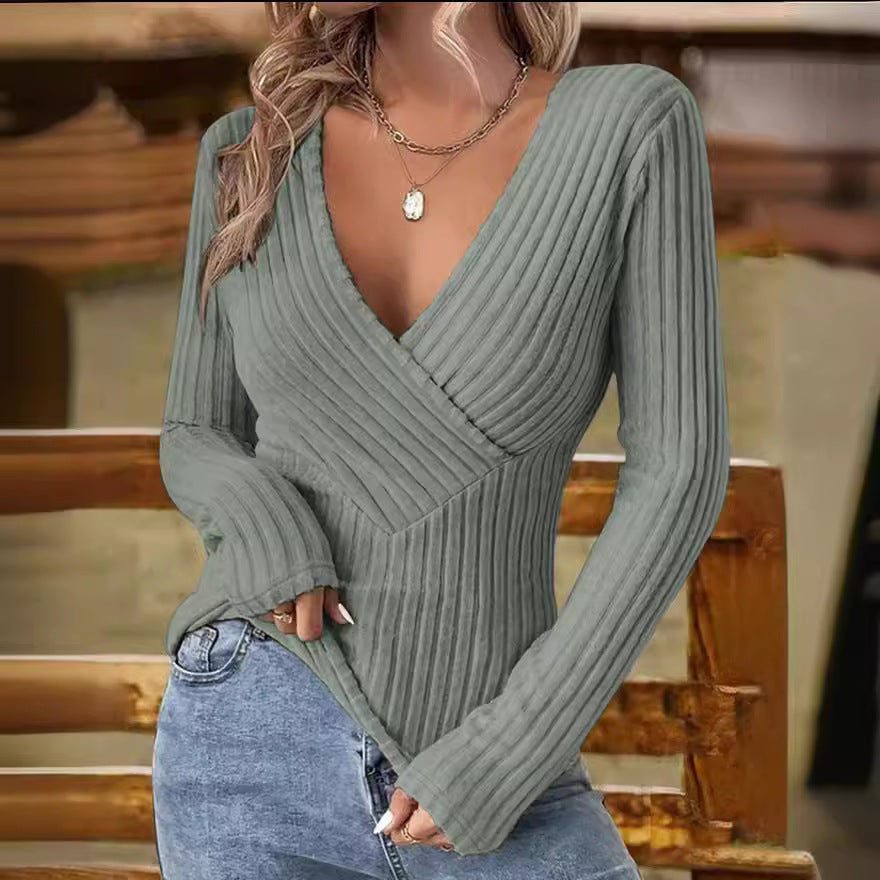 V-hals Trui Dames – Geribbelde Trui voor Casual en Chic Outfits