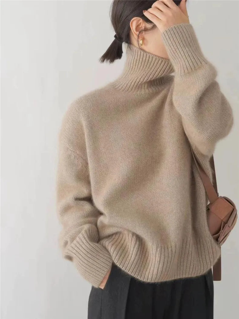 Trui Dames Col – Warme gebreide trui met hoge kraag voor casual stijl