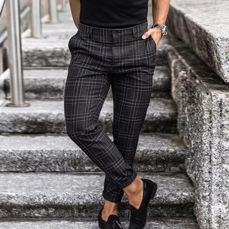Chino broek heren – Geruite casual broek van katoen voor dagelijks gebruik