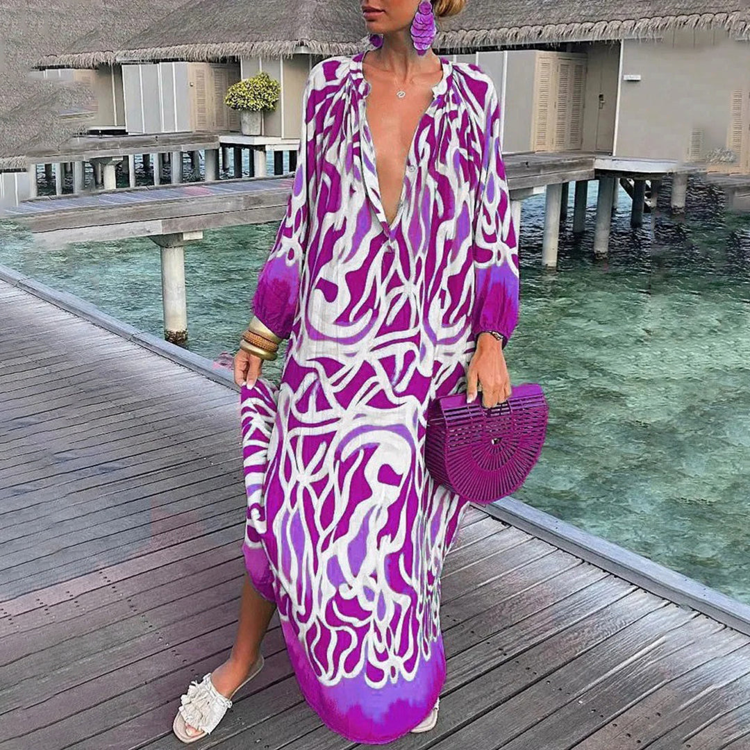 Boho jurk dames – Elegante bohemian jurk met bloemenprint voor zomer en feest