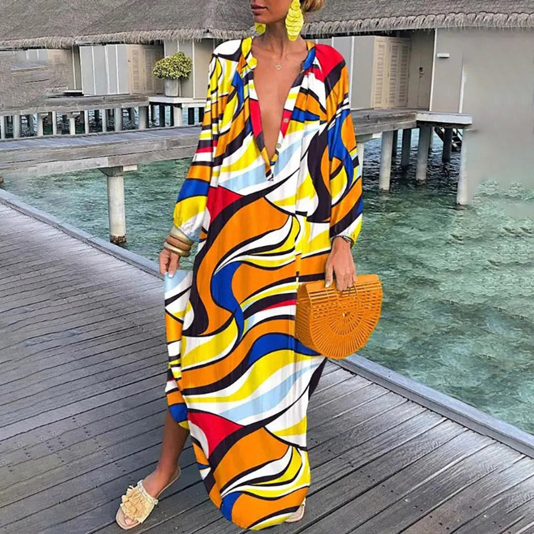 Boho jurk dames – Elegante bohemian jurk met bloemenprint voor zomer en feest