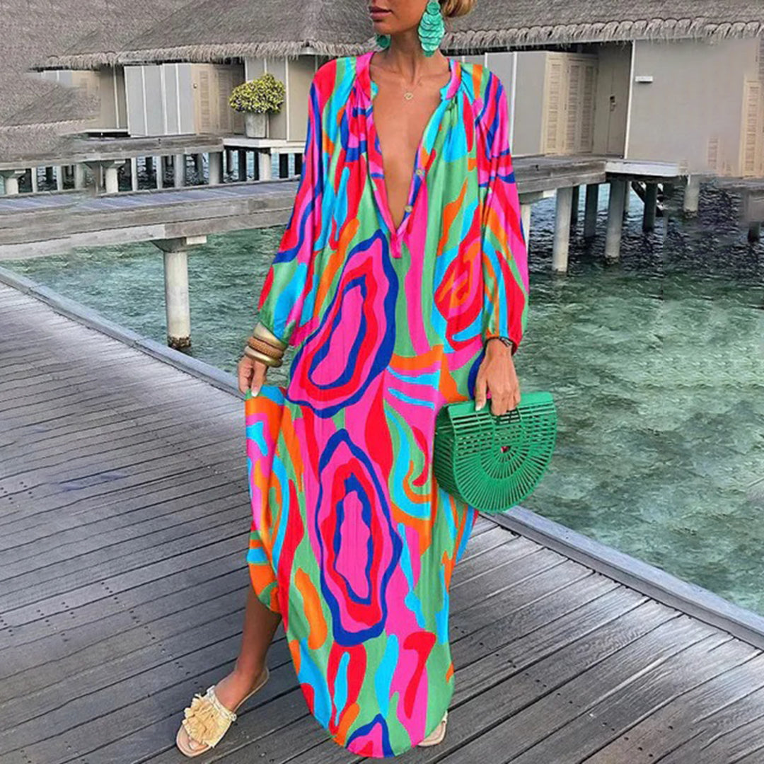 Boho jurk dames – Elegante bohemian jurk met bloemenprint voor zomer en feest