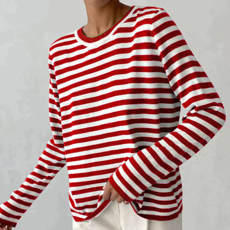 Gestreept dames top – Langarmige blouse met trendy strepen voor casual stijl
