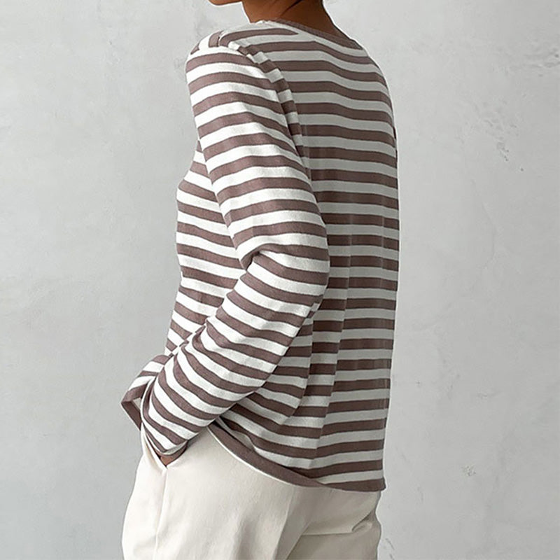 Gestreept dames top – Langarmige blouse met trendy strepen voor casual stijl