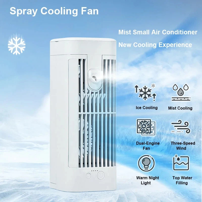 Mini Airconditioner Bureauventilator met Spray Koeling