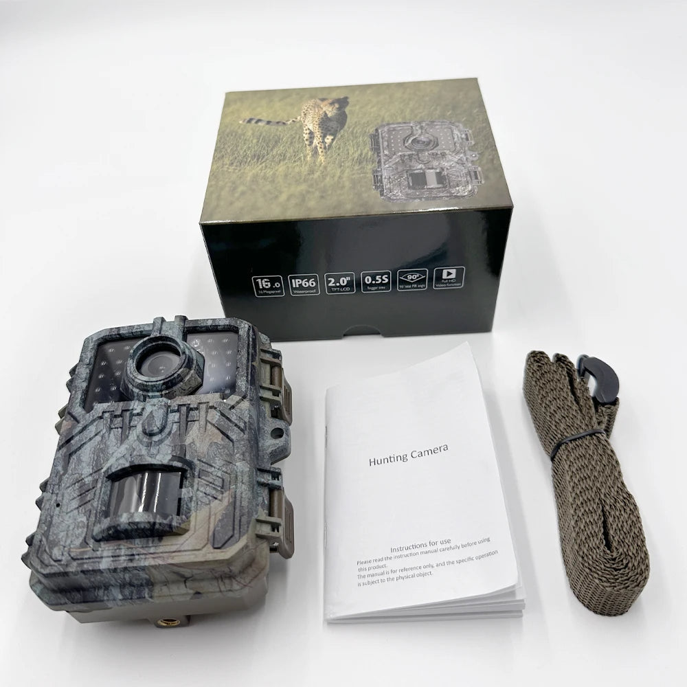 Mini Trailcamera 16MP Nachtzicht PIR Bewegingsdetectie