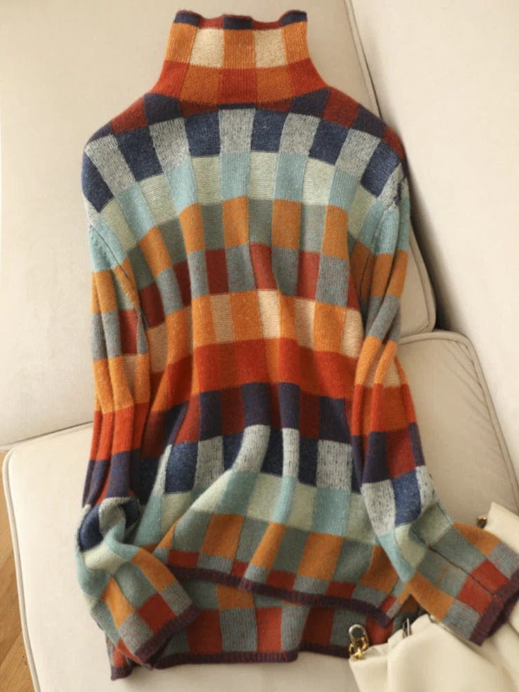 Dames Rollkragenpullover – Gemusterde Trui voor Herfst en Winter