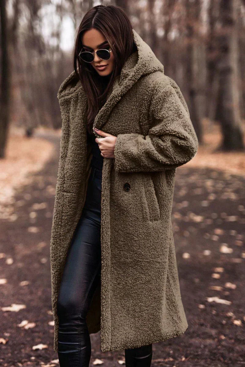 Dames Teddymantel Lange – Luxe Teddyjas voor Koud Weer en Casual Stijl