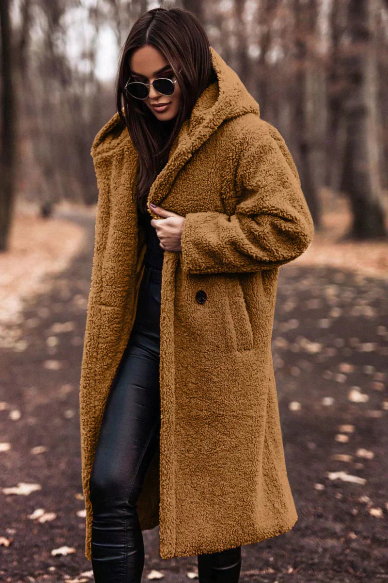 Dames Teddymantel Lange – Luxe Teddyjas voor Koud Weer en Casual Stijl