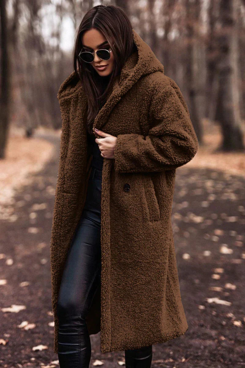 Dames Teddymantel Lange – Luxe Teddyjas voor Koud Weer en Casual Stijl