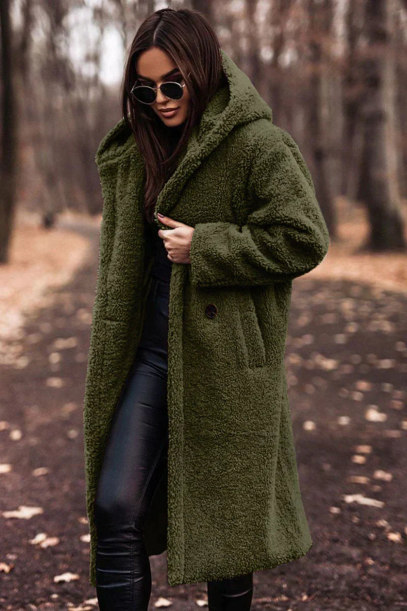 Dames Teddymantel Lange – Luxe Teddyjas voor Koud Weer en Casual Stijl