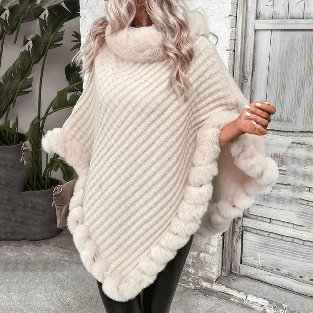 Dames Rollkragenponcho – Stijlvolle en comfortabele poncho van wol voor herfst