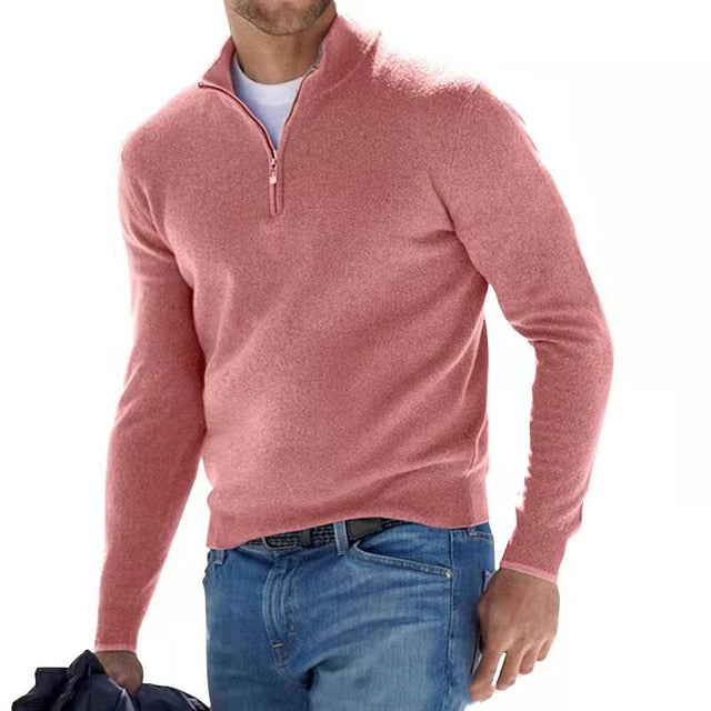 Merino V-hals trui met rits – Dames trui van 100% merinowol, stijlvol en warm