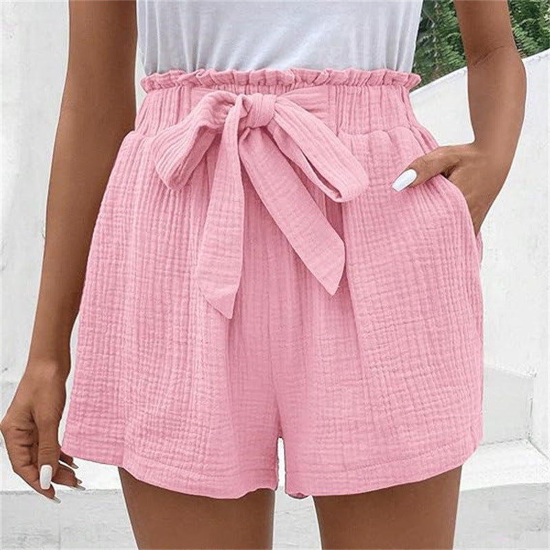 Hoge Taille Dames Short – Modieuze Korte Broek van Katoen voor Zomeroutfits