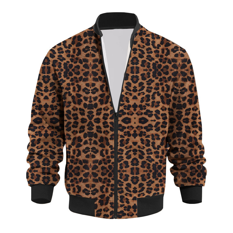 Heren Bomberjack Leopard – Stijlvolle Ritsjack met Dierenprint voor Casual Outfit
