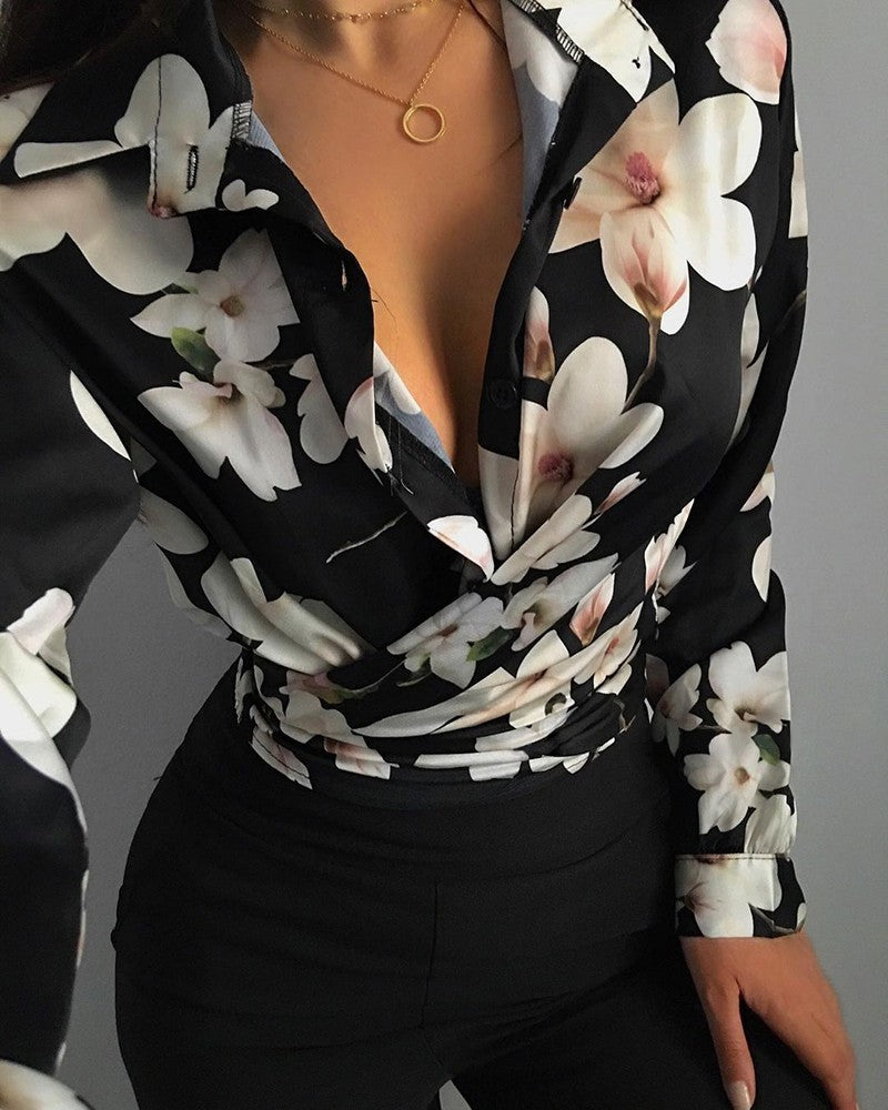 Blouse dames – Stijlvolle bedrukte blouse met comfortabele pasvorm en trendy design