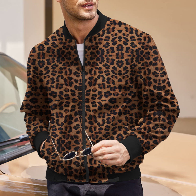 Heren Bomberjack Leopard – Stijlvolle Ritsjack met Dierenprint voor Casual Outfit