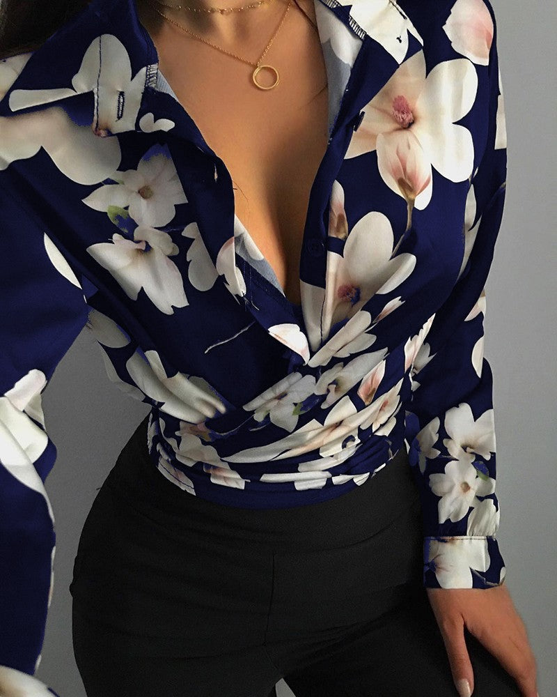 Blouse dames – Stijlvolle bedrukte blouse met comfortabele pasvorm en trendy design