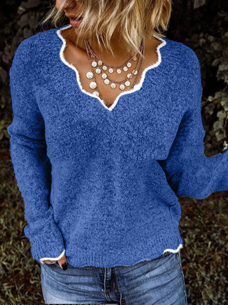 Pullover dames – Schelp uitsnede trui met comfortabele pasvorm en stijl