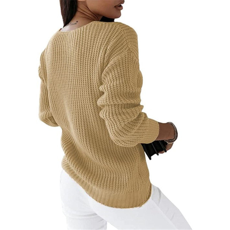 Warme Trui Dames – Comfortabele gebreide trui met ronde hals en lange mouwen