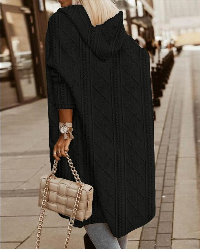 Langes Damenjacke mit Kapuze – Komfortabel und stilvoll für jede Gelegenheit