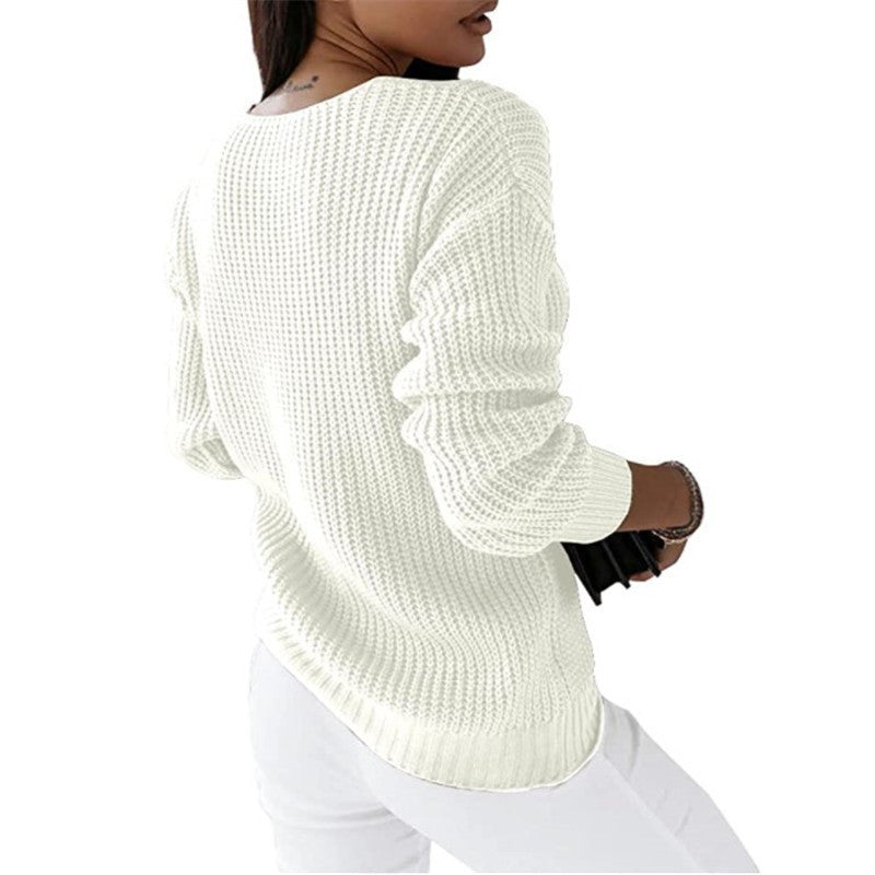 Warme Trui Dames – Comfortabele gebreide trui met ronde hals en lange mouwen