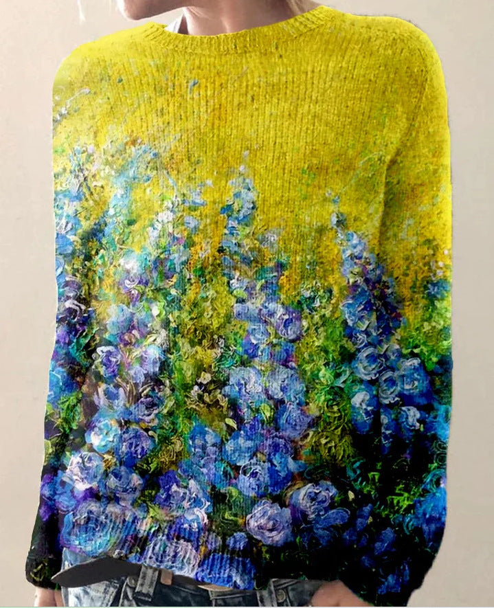 Bloemenborduurwerk trui dames – Levendige gebreide trui met bloemen voor casual stijl