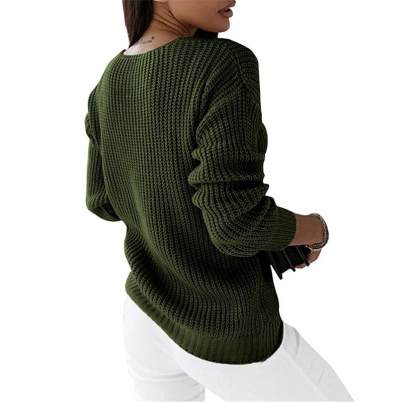 Warme Trui Dames – Comfortabele gebreide trui met ronde hals en lange mouwen