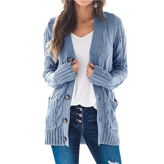 Gebreide cardigan dames – Cardigan met knopen, comfortabel en trendy