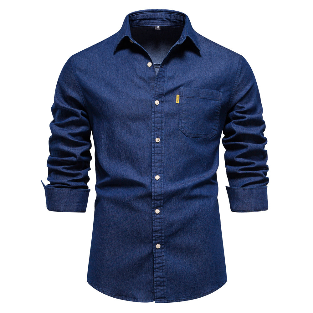 Langarmig Jeanshemd Heren – Casual Denim Overhemd voor Dagtijd en Avond
