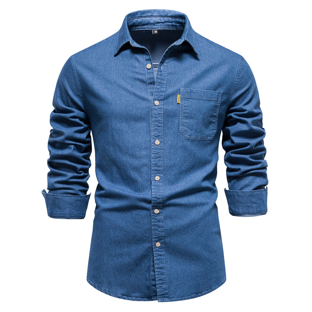 Langarmig Jeanshemd Heren – Casual Denim Overhemd voor Dagtijd en Avond