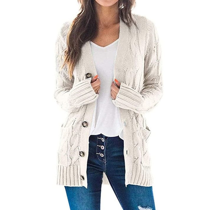 Gebreide cardigan dames – Cardigan met knopen, comfortabel en trendy